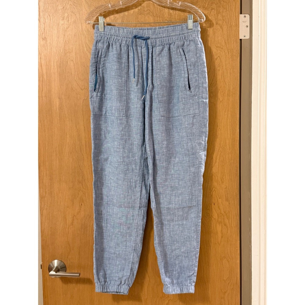 Athleta Cabo Linen Jogger Pants Women's Size 4 Chambray Blue